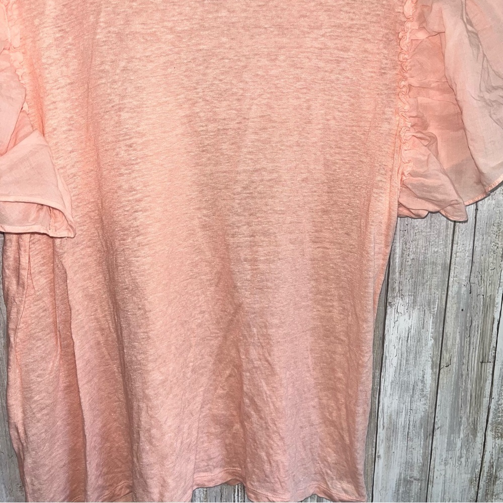 Loft Linen Pink Puff Sleeve Blouse - Picture 3 of 4